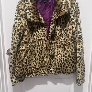 CoffeeShop Leopard Print Teddy Jacket